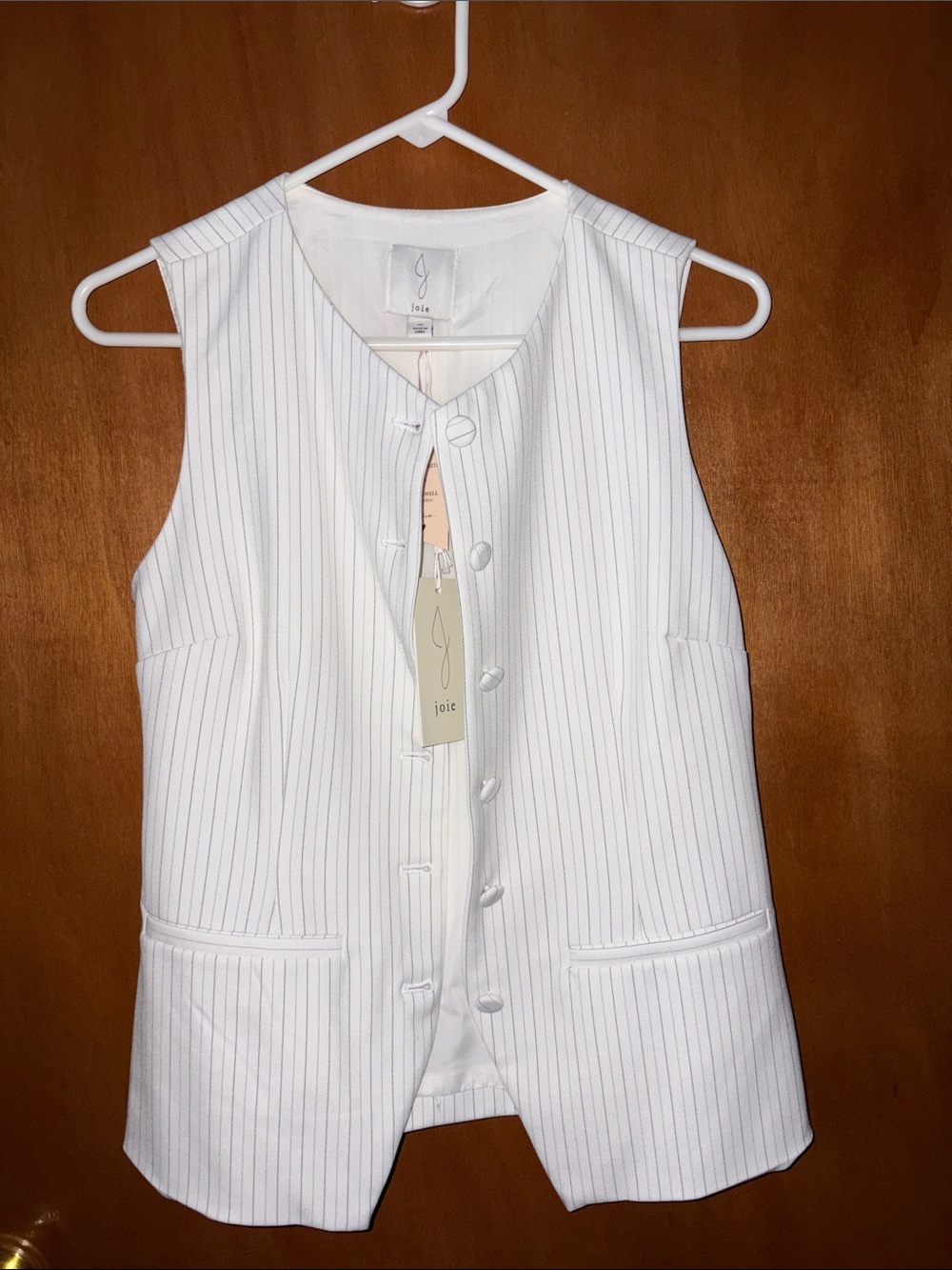 Joie White Pinstriped Sleeveless Button Vest NWT